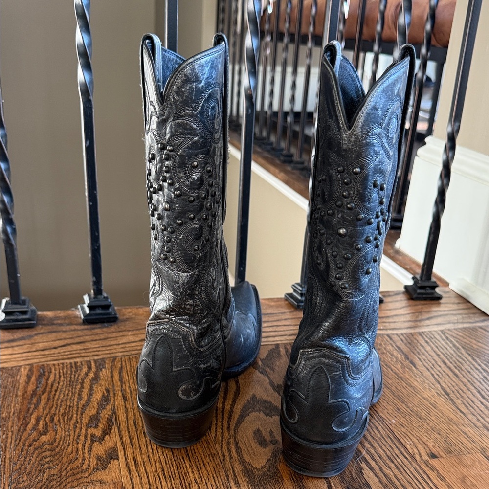 Lucchese Diva Agata Limited Edition, Rare black studded/metallic boots size 8B - Picture 5 of 12